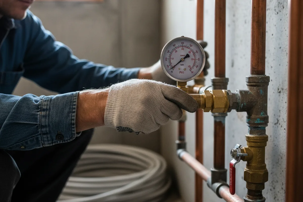 Pressure testing a repaired line during Water Line Repair in Peekskill